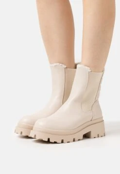 Winter Boot - Enkellaarsjes Met Plateauzool - Beige