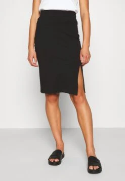Even&Odd Basic - Midi Skirt With Slit - Kokerrok - Black