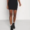 Even&Odd Basic Mini Ribbed Skirt - Kokerrok - Black