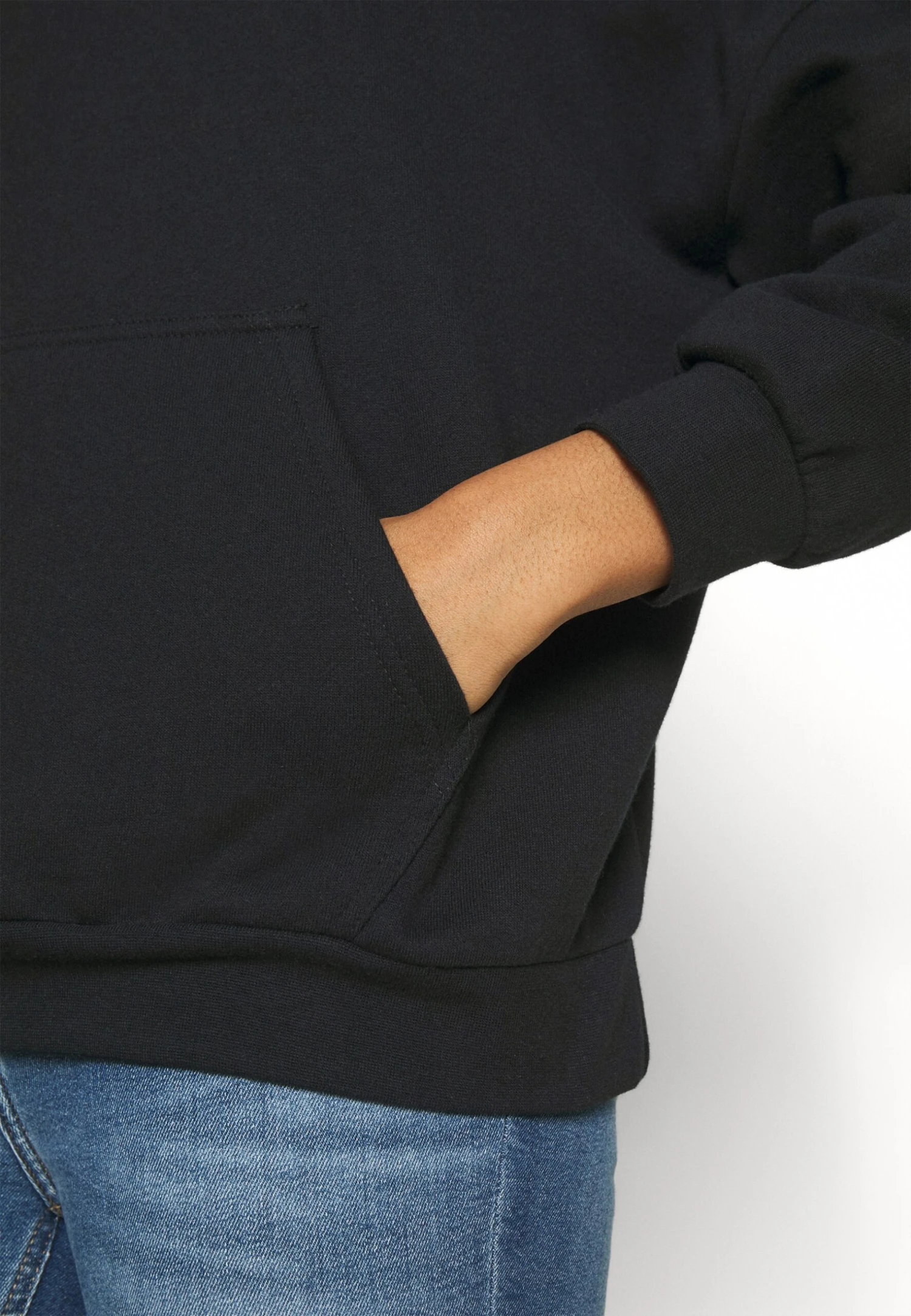 Hoodie Long Without Drawcord And Pocket - Hoodie - Black